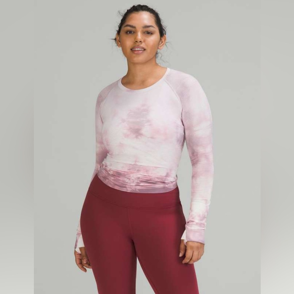 NWOT Lululemon Swiftly Tech Long Sleeve Shirt 2.0 Shibori Stripe Pink Taupe